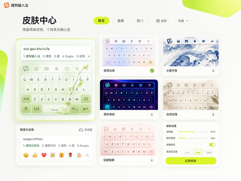 搜狗输入法皮肤矩阵展示
